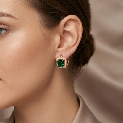 Grøn Guld Zirconia Øreringe | Guld