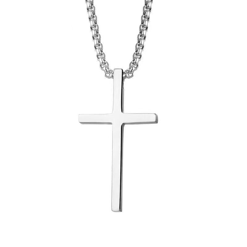 Bezel Cross Necklace | Hvidguld