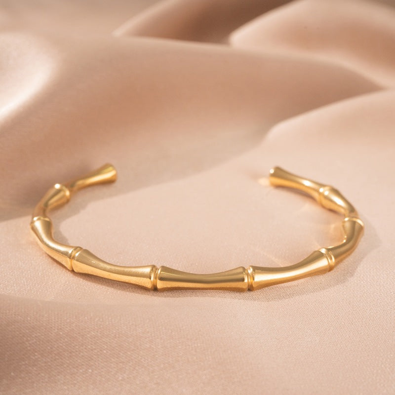 Bamboo Cuff Bracelet | Hvidguld
