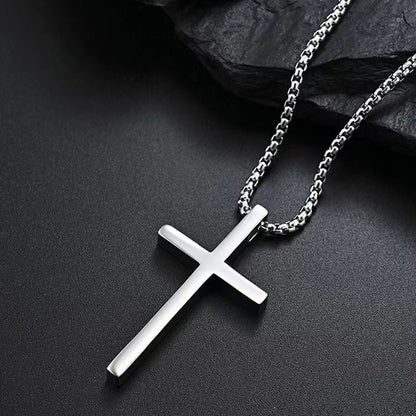 Bezel Cross Necklace | Hvidguld
