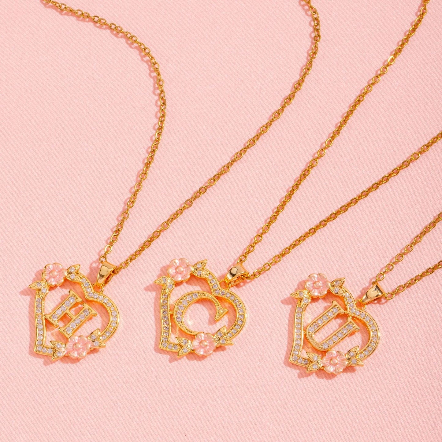 Blomstercharme Initial Halskæde | Guld