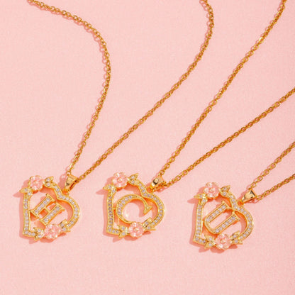 Blomstercharme Initial Halskæde | Guld