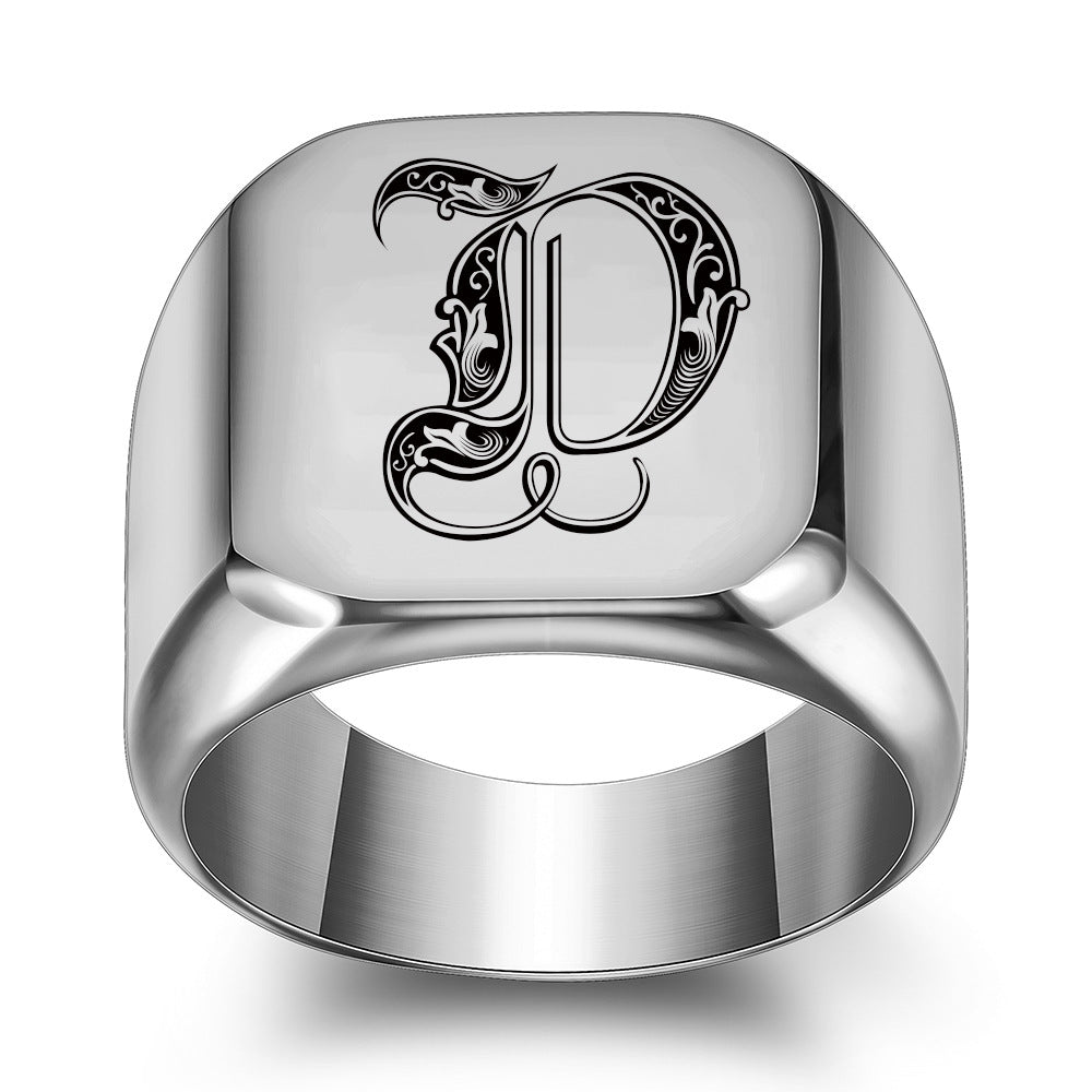 Klassisk Noble Initial Ring | Hvidguld