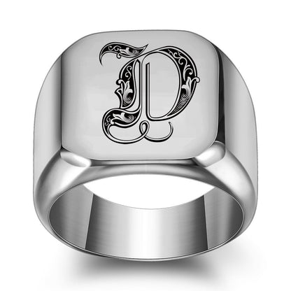 Klassisk Noble Initial Ring | Hvidguld