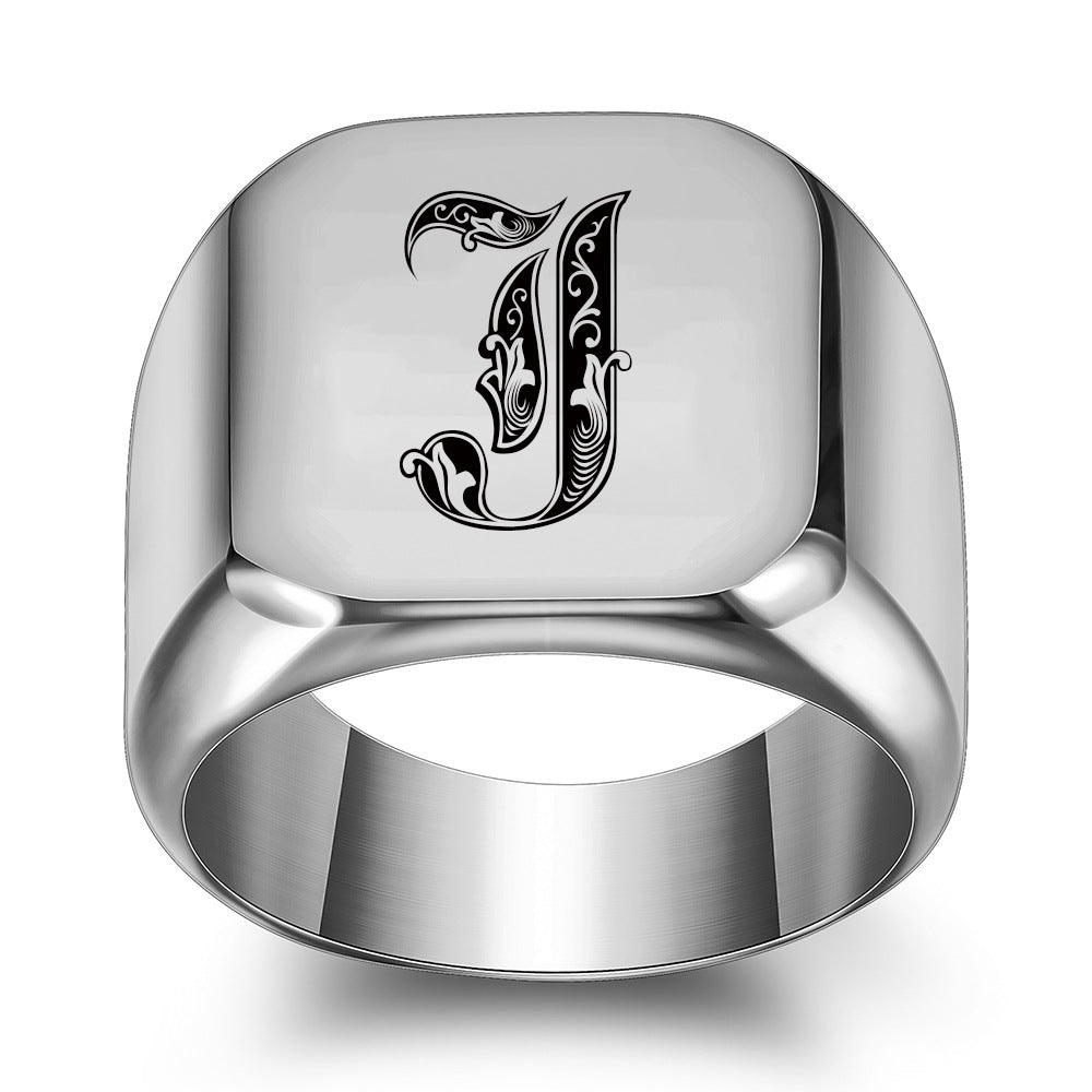 Klassisk Noble Initial Ring | Hvidguld