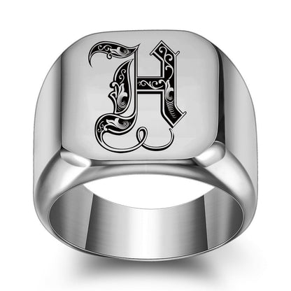 Klassisk Noble Initial Ring | Hvidguld