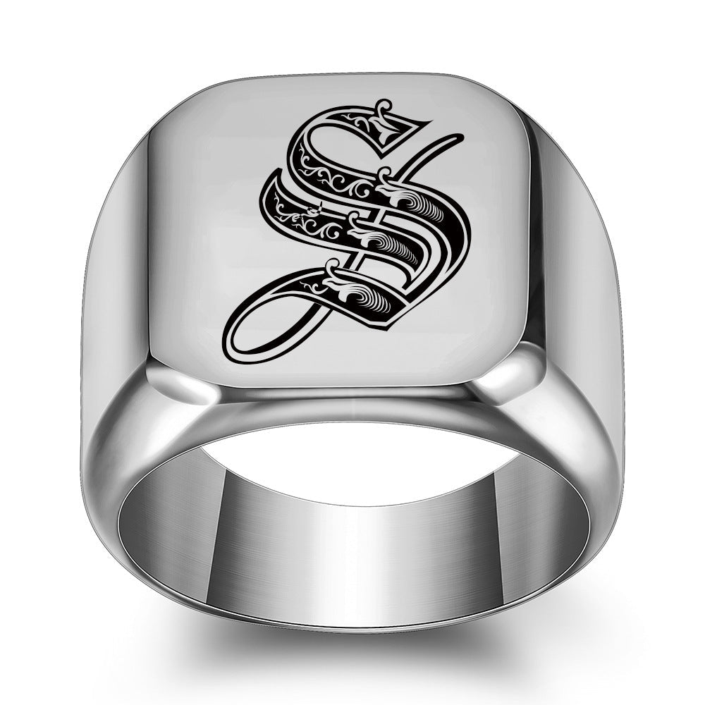 Klassisk Noble Initial Ring | Hvidguld