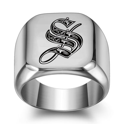 Klassisk Noble Initial Ring | Hvidguld