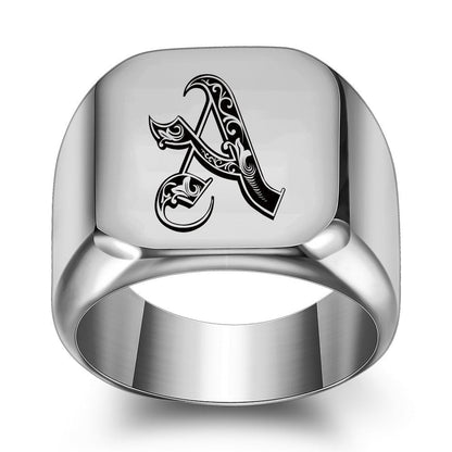 Klassisk Noble Initial Ring | Hvidguld