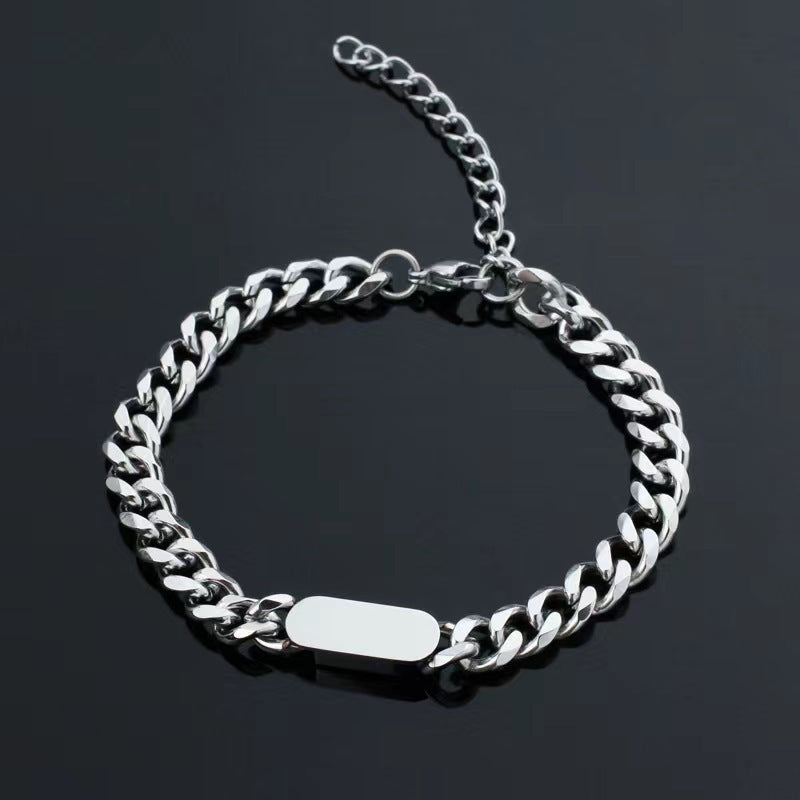 Cuban Chain Tag Armbånd | Hvidguld
