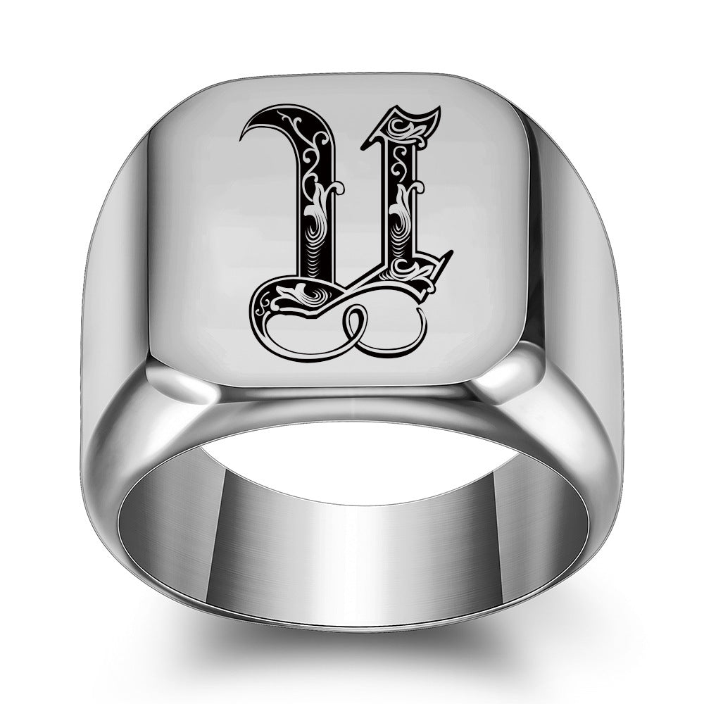 Klassisk Noble Initial Ring | Hvidguld