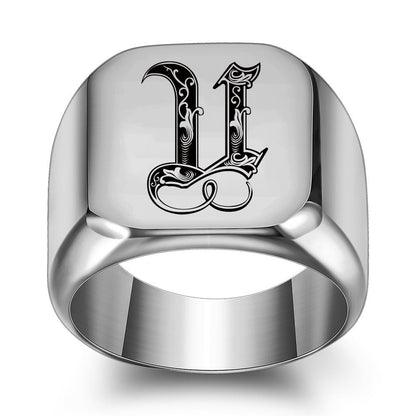 Klassisk Noble Initial Ring | Hvidguld