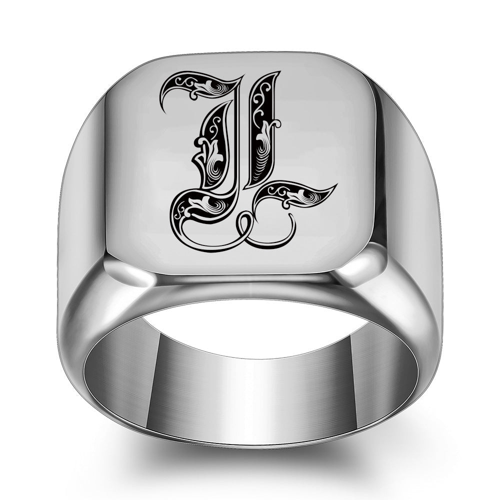 Klassisk Noble Initial Ring | Hvidguld