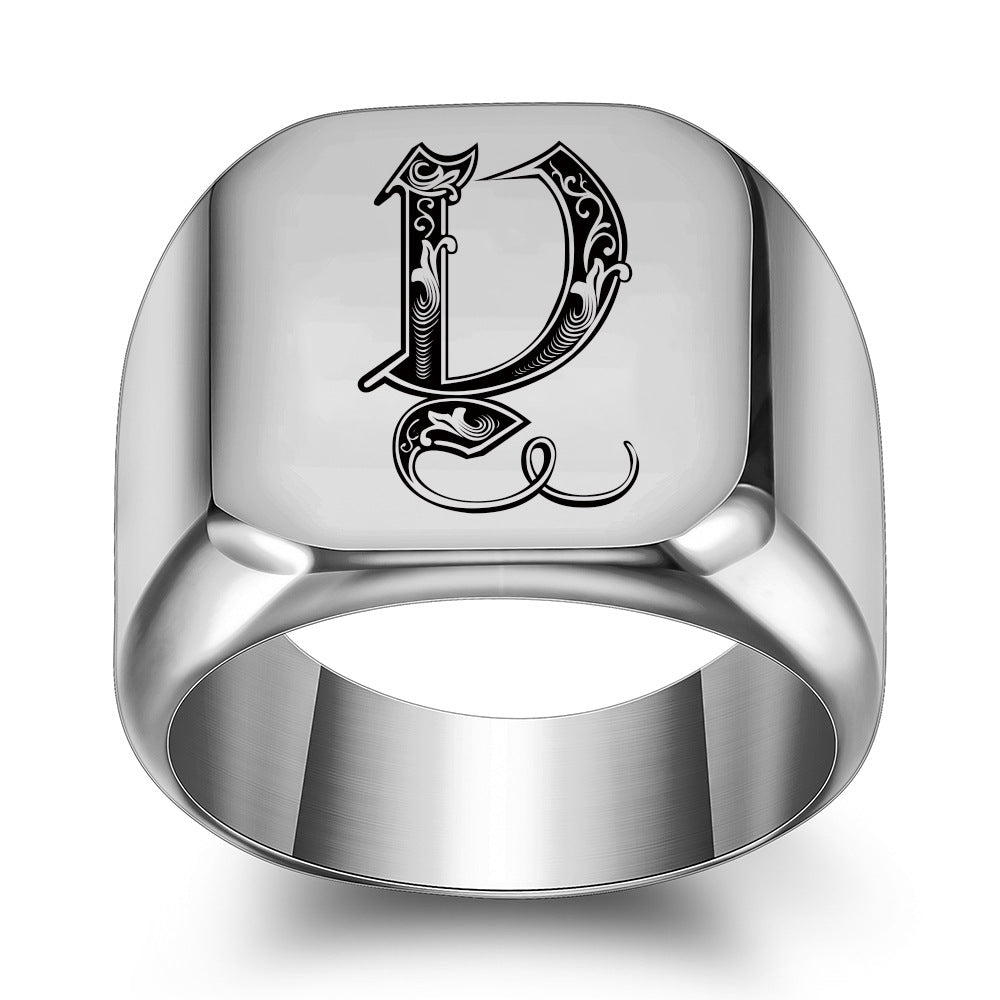 Klassisk Noble Initial Ring | Hvidguld
