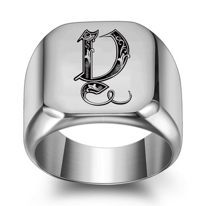Klassisk Noble Initial Ring | Hvidguld