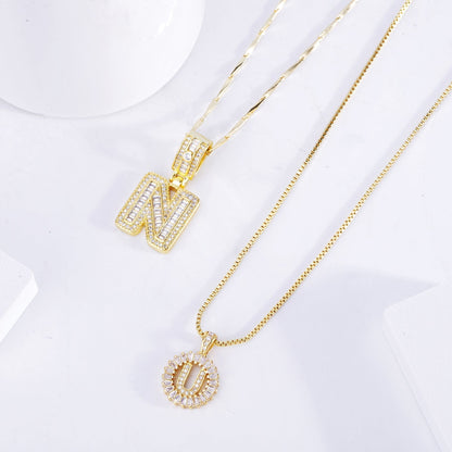 Sæt de Collar med Initial Pavé | Guld