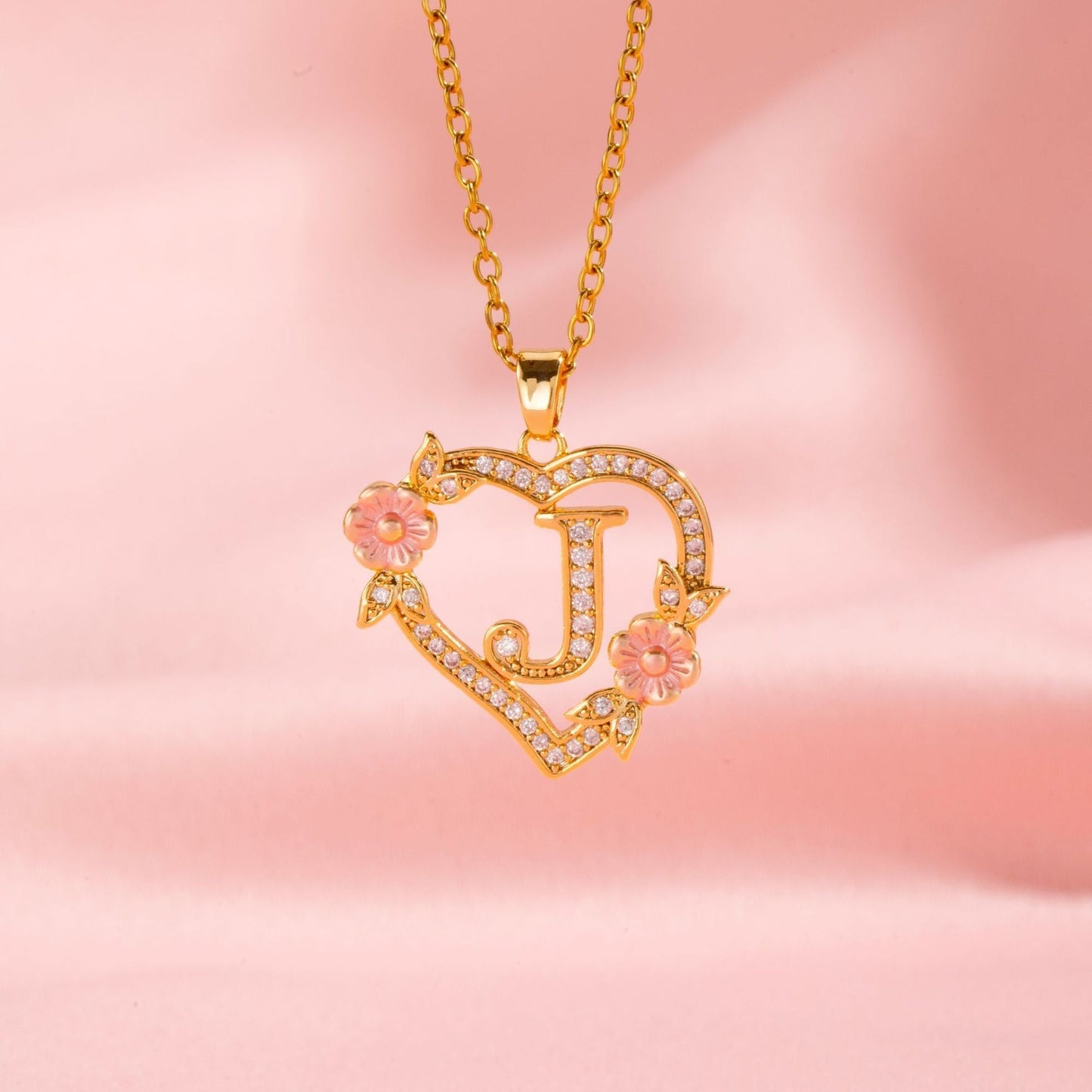 Blomstercharme Initial Halskæde | Guld