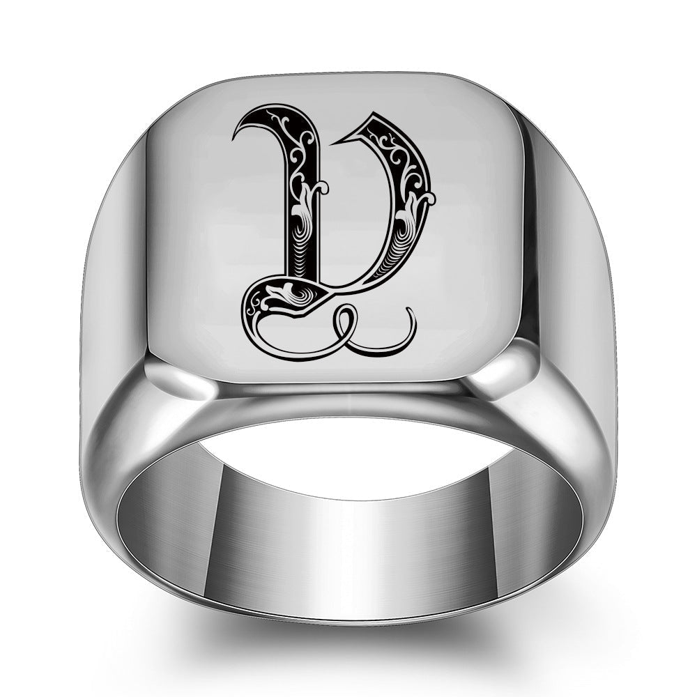 Klassisk Noble Initial Ring | Hvidguld