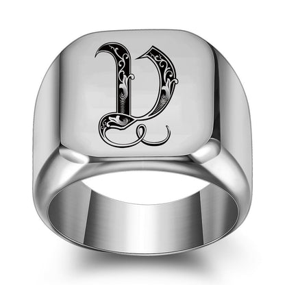 Klassisk Noble Initial Ring | Hvidguld