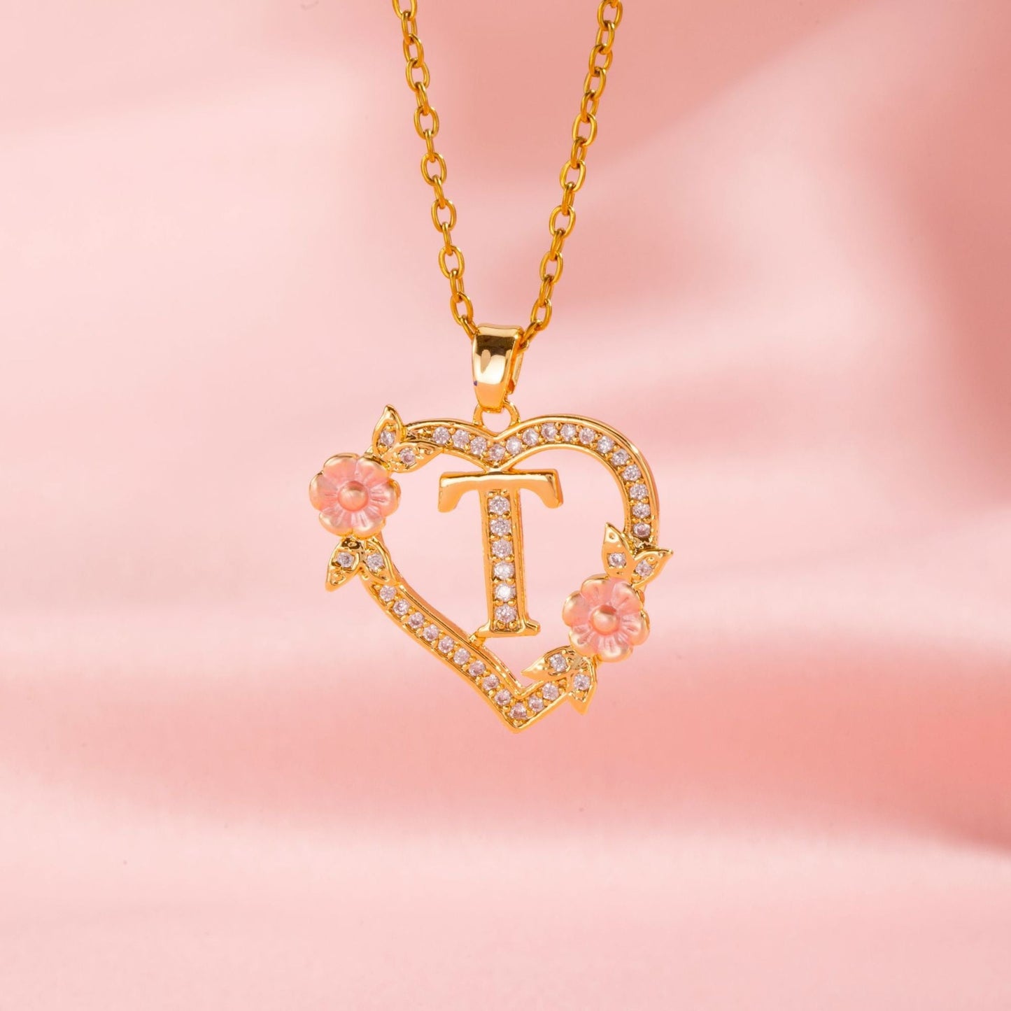 Blomstercharme Initial Halskæde | Guld
