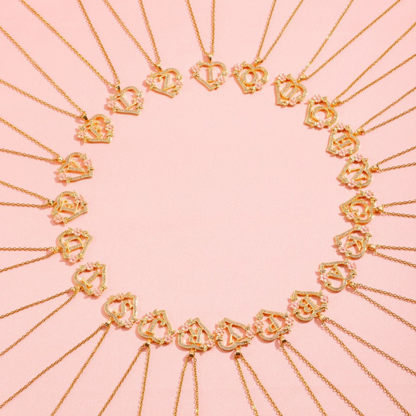 Blomstercharme Initial Halskæde | Guld