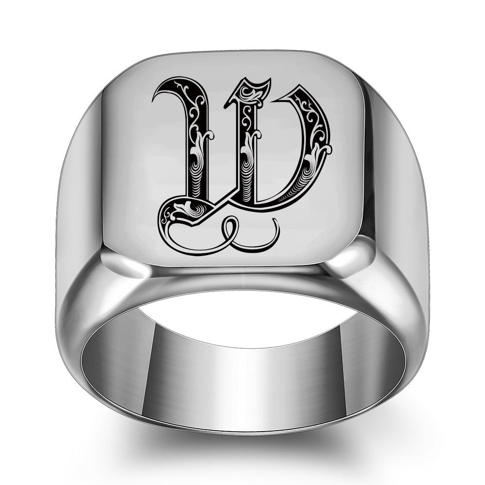 Klassisk Noble Initial Ring | Hvidguld