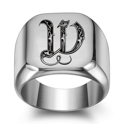 Klassisk Noble Initial Ring | Hvidguld