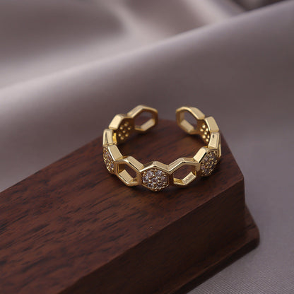 Krystal Honningkage Ring | Guld
