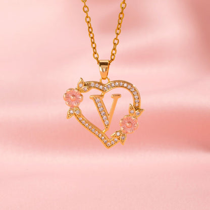 Blomstercharme Initial Halskæde | Guld