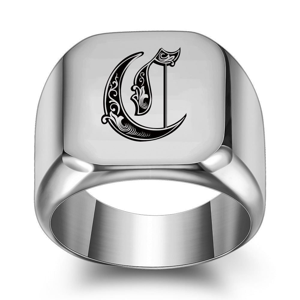 Klassisk Noble Initial Ring | Hvidguld