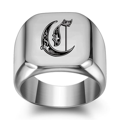 Klassisk Noble Initial Ring | Hvidguld