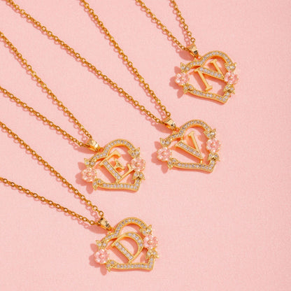 Blomstercharme Initial Halskæde | Guld