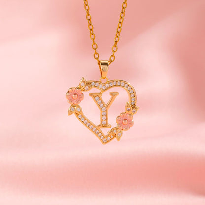 Blomstercharme Initial Halskæde | Guld