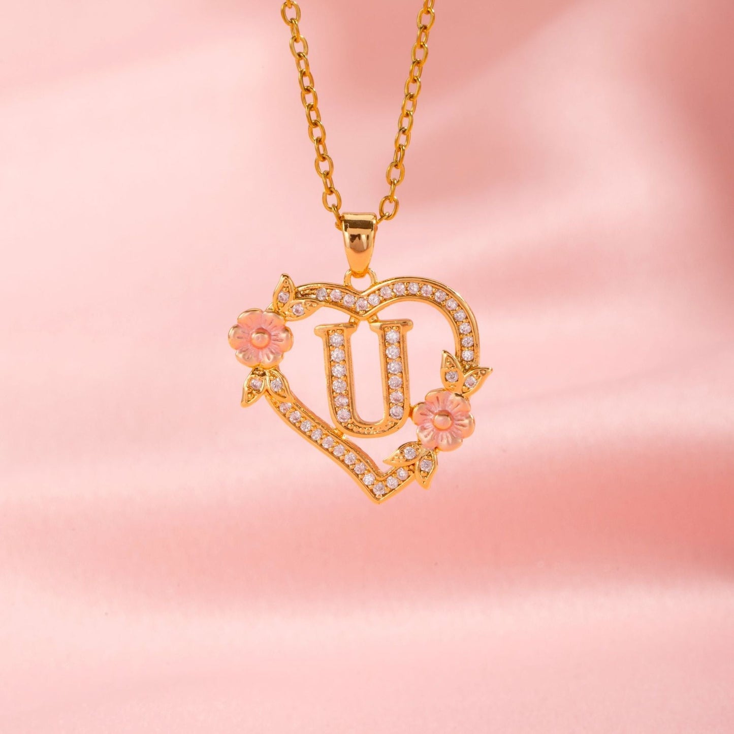 Blomstercharme Initial Halskæde | Guld