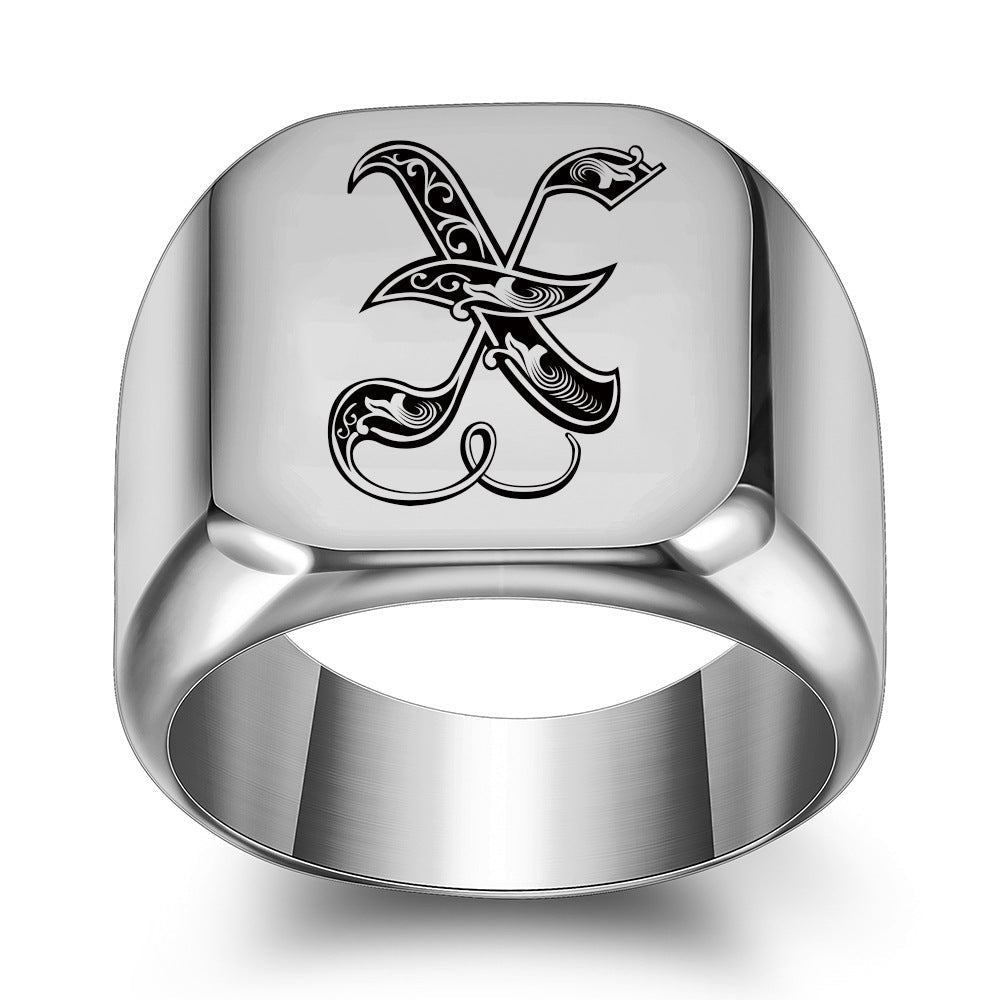 Klassisk Noble Initial Ring | Hvidguld