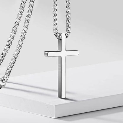 Bezel Cross Necklace | Hvidguld