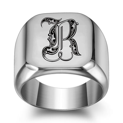 Klassisk Noble Initial Ring | Hvidguld