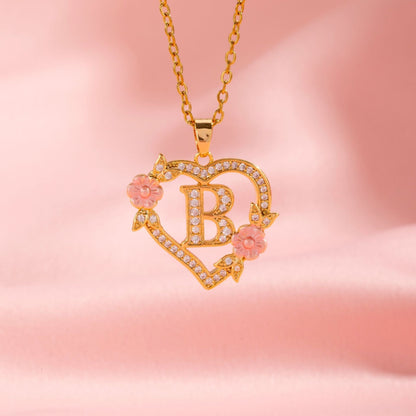 Blomstercharme Initial Halskæde | Guld