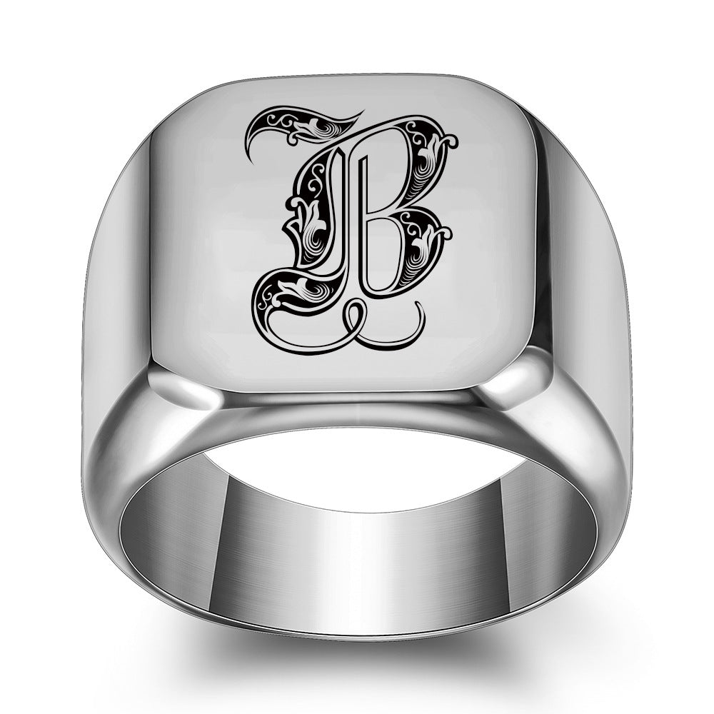 Klassisk Noble Initial Ring | Hvidguld