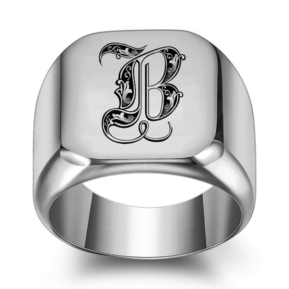 Klassisk Noble Initial Ring | Hvidguld