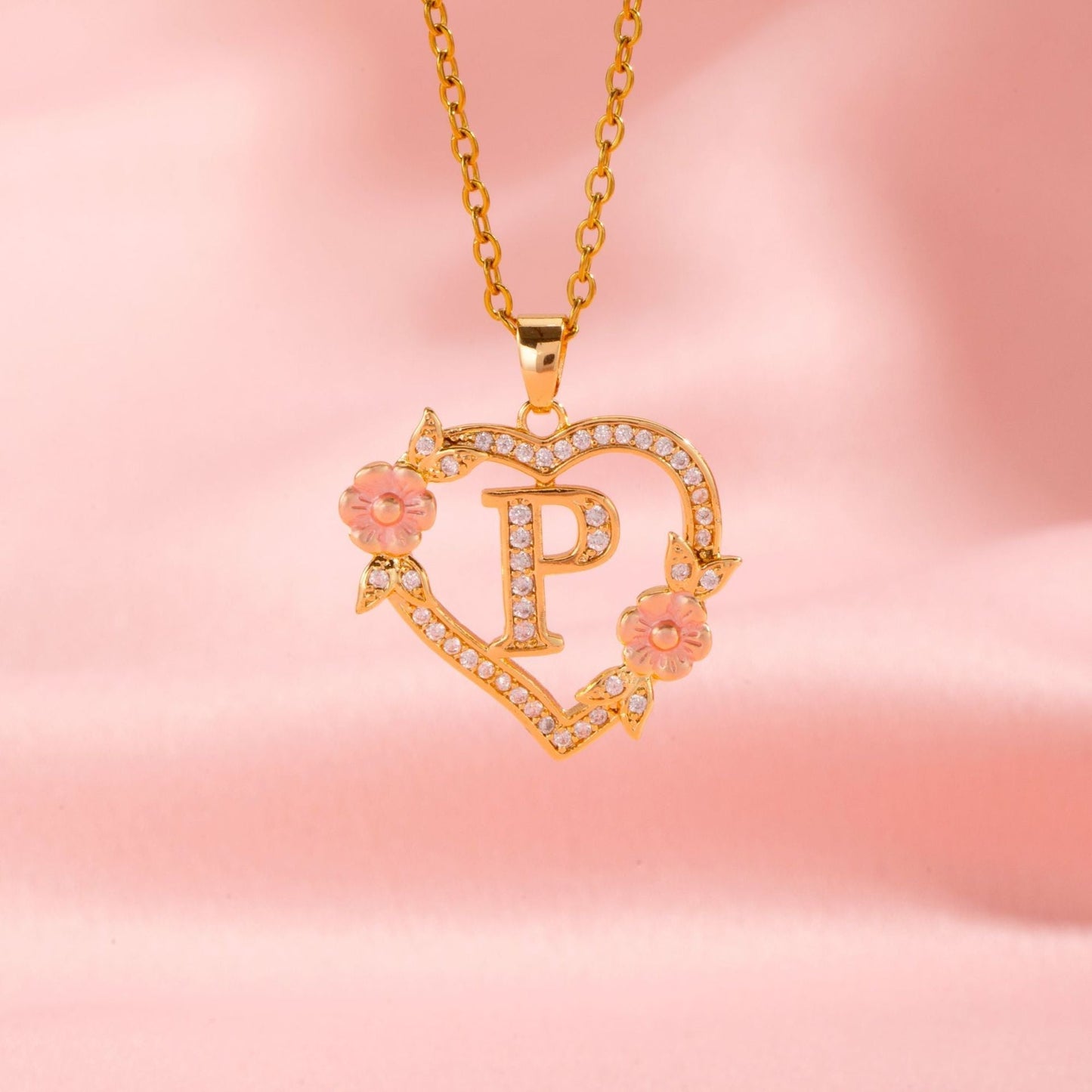 Blomstercharme Initial Halskæde | Guld