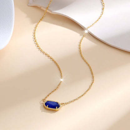 Klassisk Oval Safir Halskæde | Guld