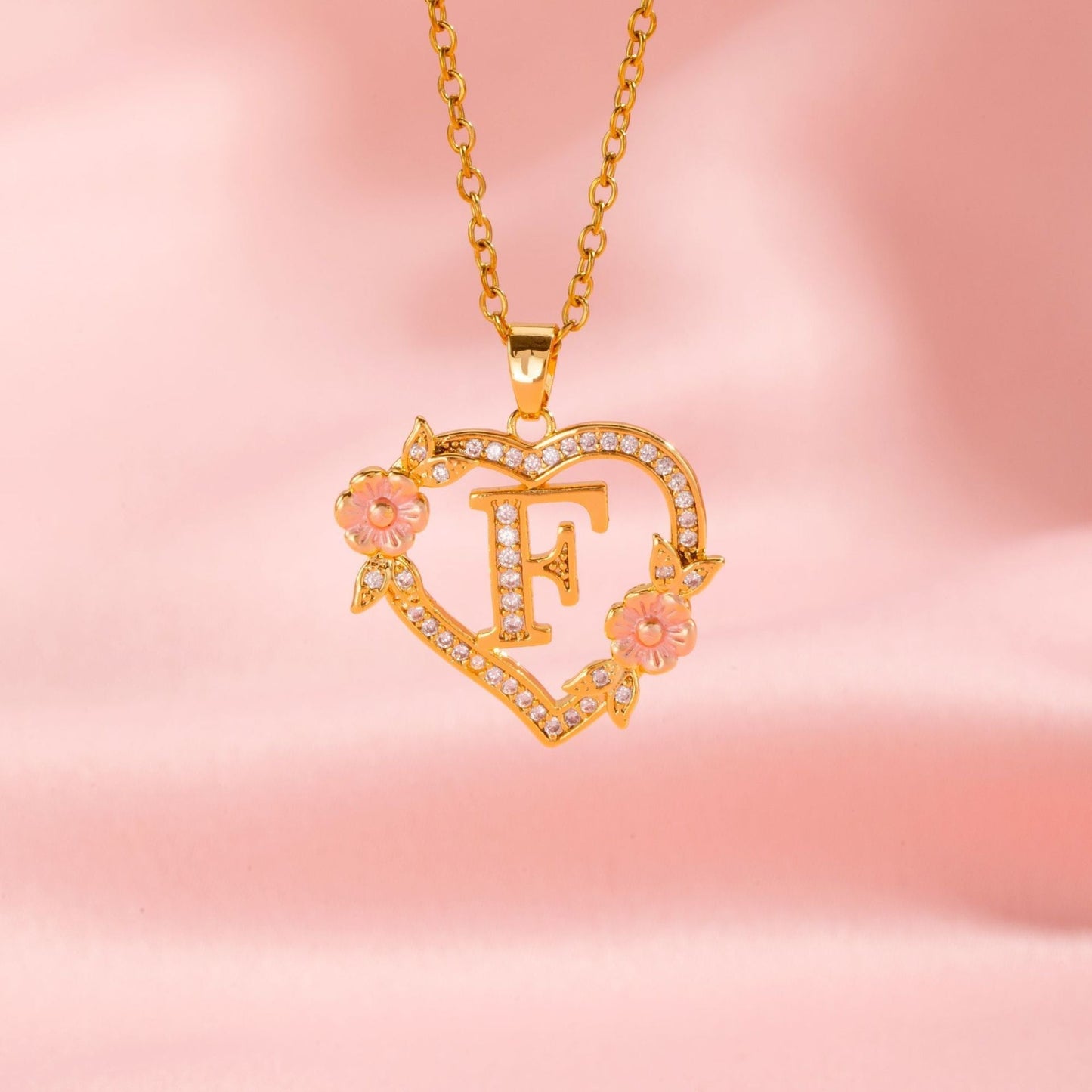 Blomstercharme Initial Halskæde | Guld