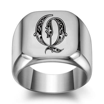 Klassisk Noble Initial Ring | Hvidguld