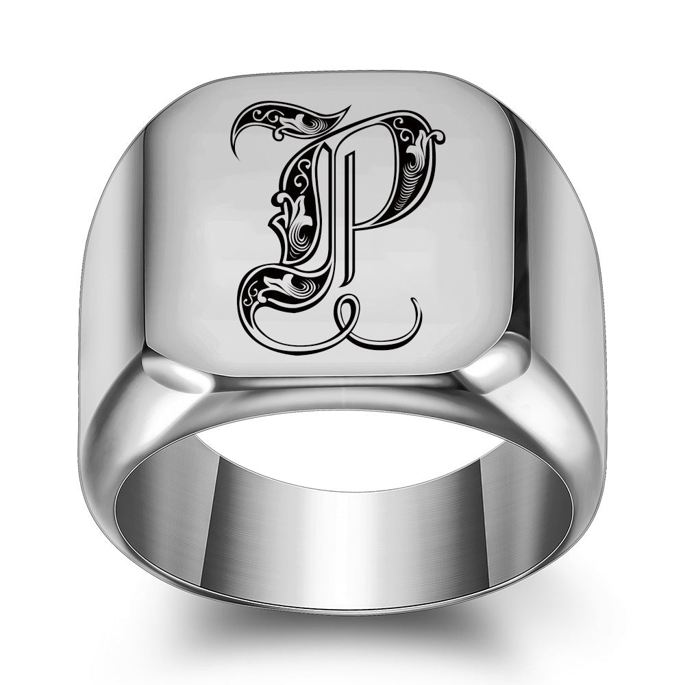 Klassisk Noble Initial Ring | Hvidguld