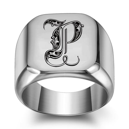 Klassisk Noble Initial Ring | Hvidguld