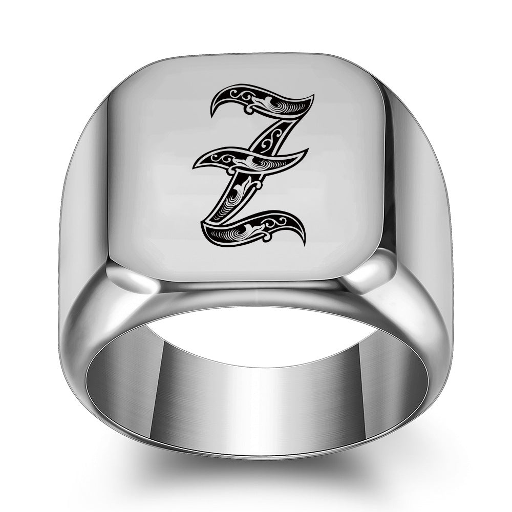 Klassisk Noble Initial Ring | Hvidguld