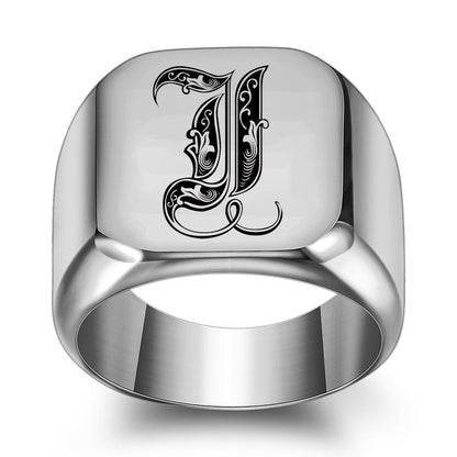 Klassisk Noble Initial Ring | Hvidguld