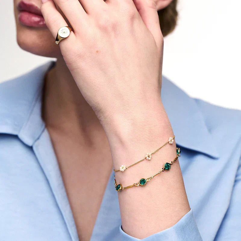 Emerald Link Chain Armbånd | Guld