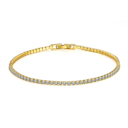 Soleil Tennisarmbånd | 18 karat guld, moissanit, justerbar længde